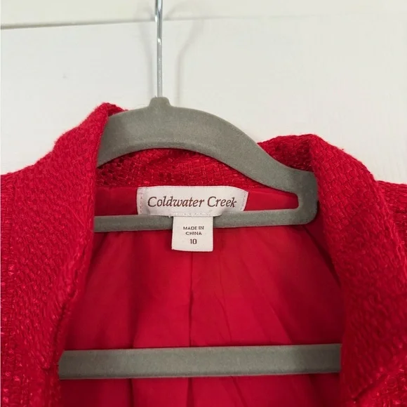 Coldwater Creek Red Blazer Jacket Button Detail Military Holiday Christmas - Picture 5 of 9
